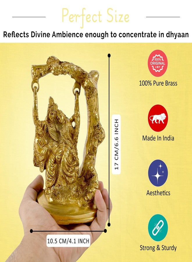 CRAFTHUT Brass Radha Krishna on Jhoola Statue - 6.6In (1.32Kg) Handmade Antique Finish Idol - Decorative Gift Showpiece - Image 5